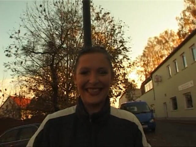 Lucky Cooch: German girl giving an outdoor interview