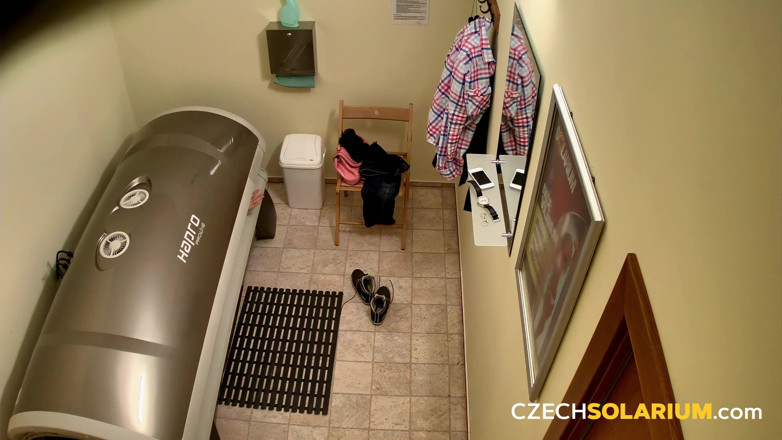 Czech Solarium: Czech Solarium 62: Busty Chick Strips in the Solarium and Puts...