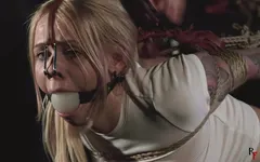 Olivia - Tight Hogtie in Colored Tights with Massive Ballgag and Nose Hook