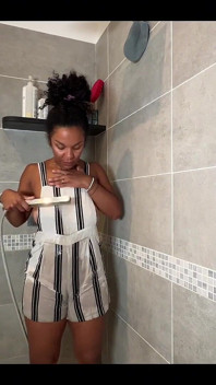 From Dry to Wet Under a Shower Tease