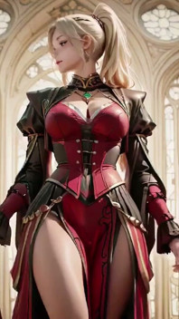 Red & Black Armor Witch! Forbidden Casting in the Gothic Library.