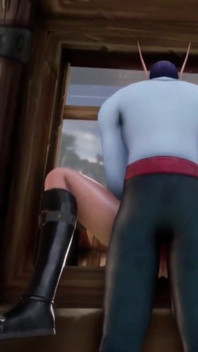 Elf thieve stuck on a window: Warcraft parody