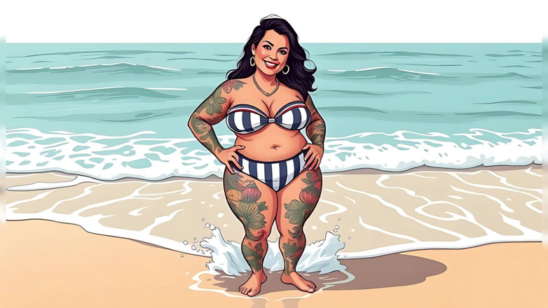AI Porn: Ai dövme sanatı düzgün vücutlu bikinili kadınlar