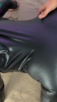 All-latex Brunette Getting Cum on Her Face and Ass - Raissa Conte