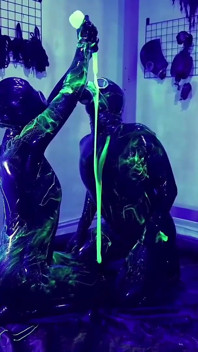 Rubber Double Fisting with Uv Slime
