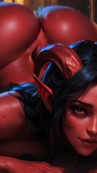 Red Demon Babe Who Loves to Fuck Visits Man at Night (ai Generated)