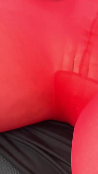 No Panty in Red Pantyhose