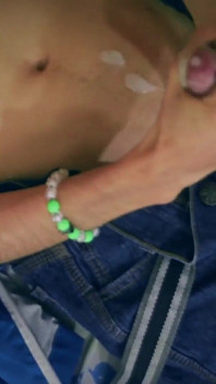 Big Dick Skinny Twink Jerking off Playing with His Precum and Tasting His Own Cum