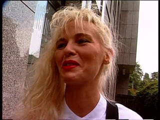 Lucky Cooch: Cute blond in front of camera
