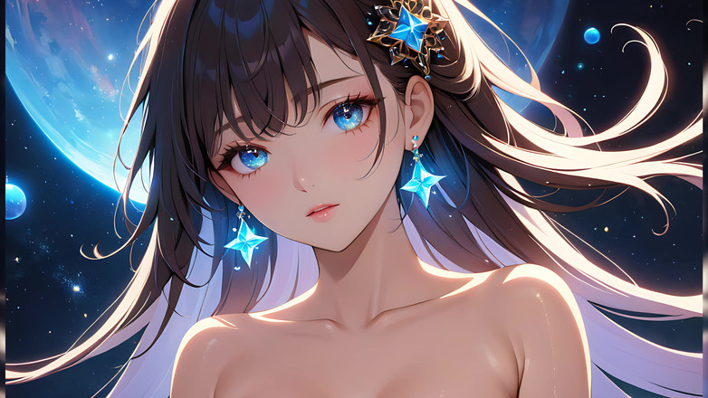 LustRender: Cosmic serenity: una bella giovane donna con voglia di stelle...