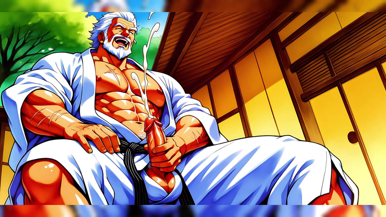 Erotic Man: Dojo artes marciais mestres masturbando