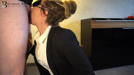 Business Bitch: Hot office clerk blowjob frontal sex