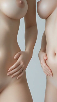 Two Adult Nude Women in Sensual Artistic Interaction