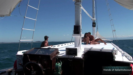 Italian hot scout and friends: Beautiful threesome sex on the boat
