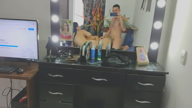 Sara films: Lesbian and threesome play