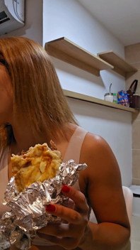 Amateur Couple Eating and Drinking While Live Streaming