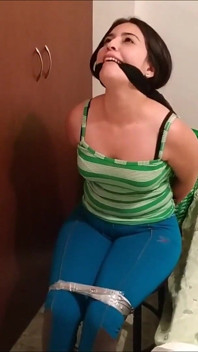 Thoroughly Sock-, Tape- And OTN-Gagged By Little Stepsister!