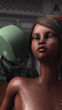 Horny black girl gets fucked hard by sex android in base camp on exoplanet