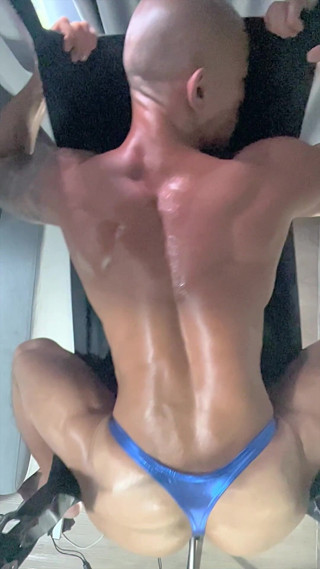 Joey Rhyder, Asian Hunk Wearing Only a Sexy Thong Chilling on a Sling