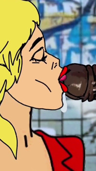Esposa branca chupa pau preto grande no banheiro público sujo. Esposa boquete bbc glory hole