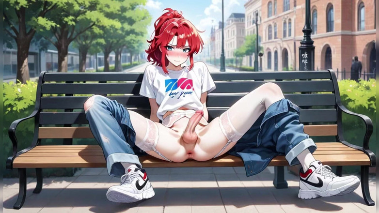 Shemale AI Porn: Shemale venkovní kouření šukání