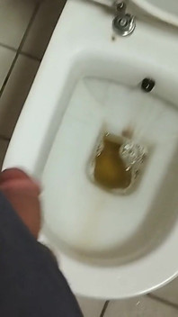 Mascuker Turk Pees in the Office Toilet