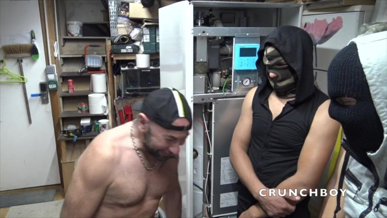 Interracial porn sex: Gang bang with cum with Jess and straight Arabs
