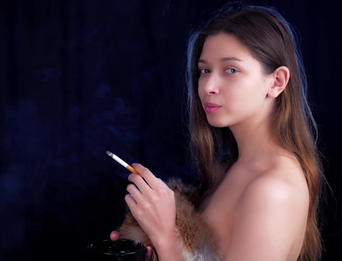 Russian Smokers: Golden Hour Russian Babe Smoking Cigarette Slowly