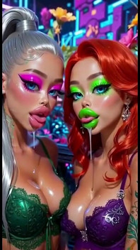 Funny Lesbians Tongue and Kiss Fetish, Ai Animation