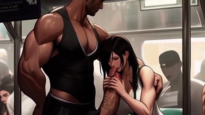 Spicy Toons: Tifa rencontre un nouveau pénis dans le train