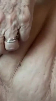Stepaunt Ann Plays with Her Tits While Giving a Great Footjob Part 2