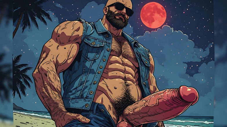 Erotic Man: Cocks Out at Beach (ai)