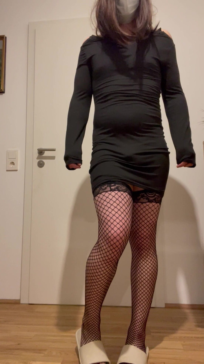 femboysoft: Crossdressing Femboy Fishnet Thong