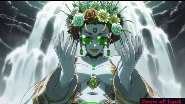 Game of Lust 3D: Gol rondborstig anime-meisje waterval fantasie naakt