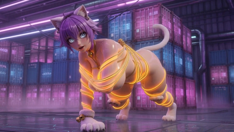Stories&Anime: Shibari Catwoman 3D Hentai Ropes Suspension Big Tits Ass Fuck