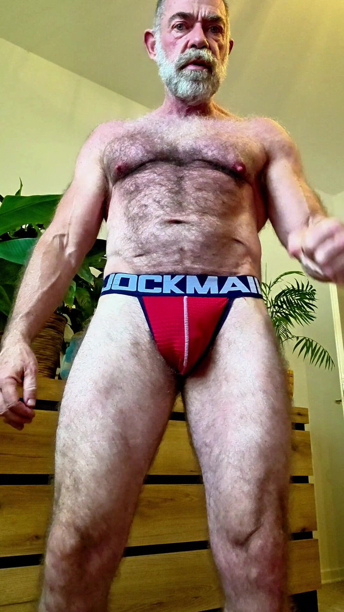 JackvanDean: Hairy Bear Tries Jockstrap