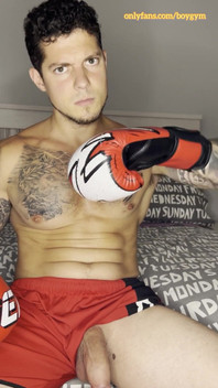 My Big Cock Cums with a Boxer Gloves