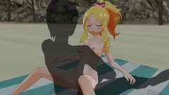 H3DC: Hentai 3D Yamada Elf menunggang zakar di pantai