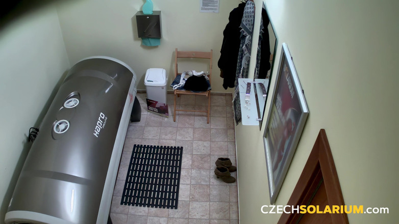 Czech Solarium: Czech Solarium 87: Brunette Enjoys Her Solarium Session and Puts on...