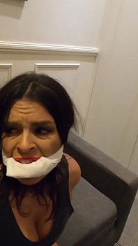 Sexy Latina Tied up and Cleave Gagged Wearing Latex and High Heels!