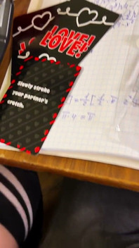 High Schoolgirl Stroking Him off in Math Class Under the Table. at College