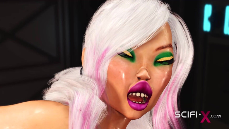 SciFi-X transgender: क्षेत्र 51. Sci-fi Humanoid महिला android futa लैब में सेक्सी बड़े स्तनों वाली आकर्षक हसीना के साथ खेलती है