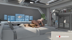 3dxpassion: 科幻实验室的秘密 - 18 岁美女 Akari 穿着反向女牛仔骑乘，后入式并通过深度口交呻吟