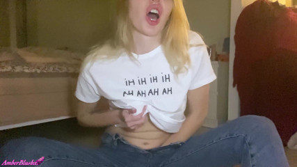 AmberBlushx: Gorgeous blonde passionately masturbates left home alone