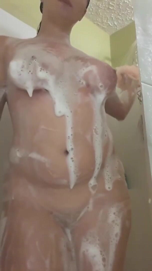 Jojohotfire: Hot teen stepdaughter soaping her tits, ass, and pussy