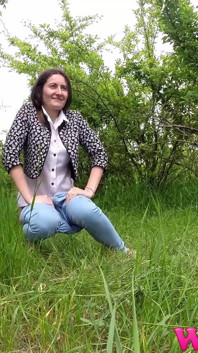 Skinny Desperate Girl Pee in the Grass in the Forest
