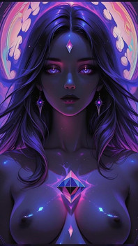 Mystic Cosmic Dewi Dengan Cahaya Mata Violet, Fantasi Gelap Ai Tayangan Slaid Seni