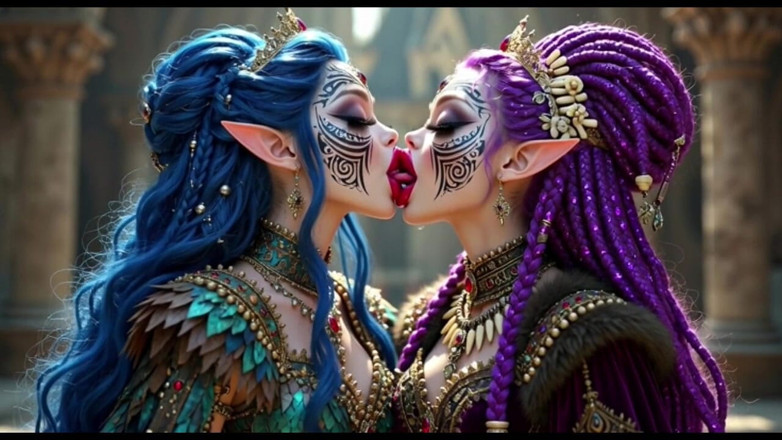 Hot girl dancing: Beautiful Elves Princess Kissing, Ai Animation