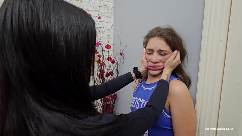MF Dominance: Smashing the Stupid Teen's Face with Her Hands