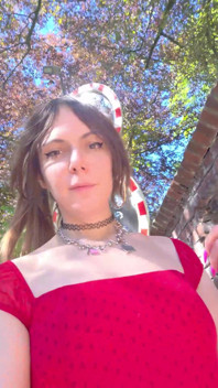 Sissy Walking Outside Showing Her Chastity Cage